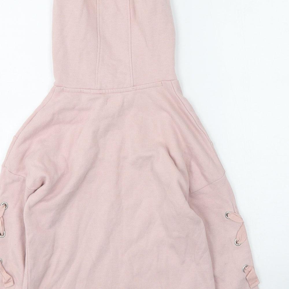 Next  Girls Pink  Cotton Pullover Hoodie Size 11 Years