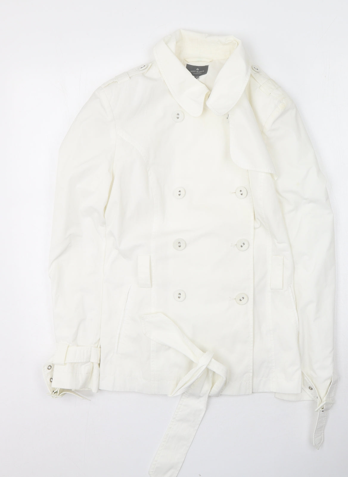 Jeff Banks Womens White   Trench Coat Coatigan Size 12