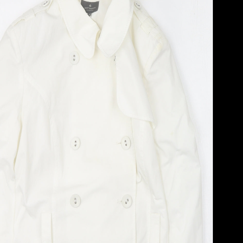 Jeff Banks Womens White   Trench Coat Coatigan Size 12