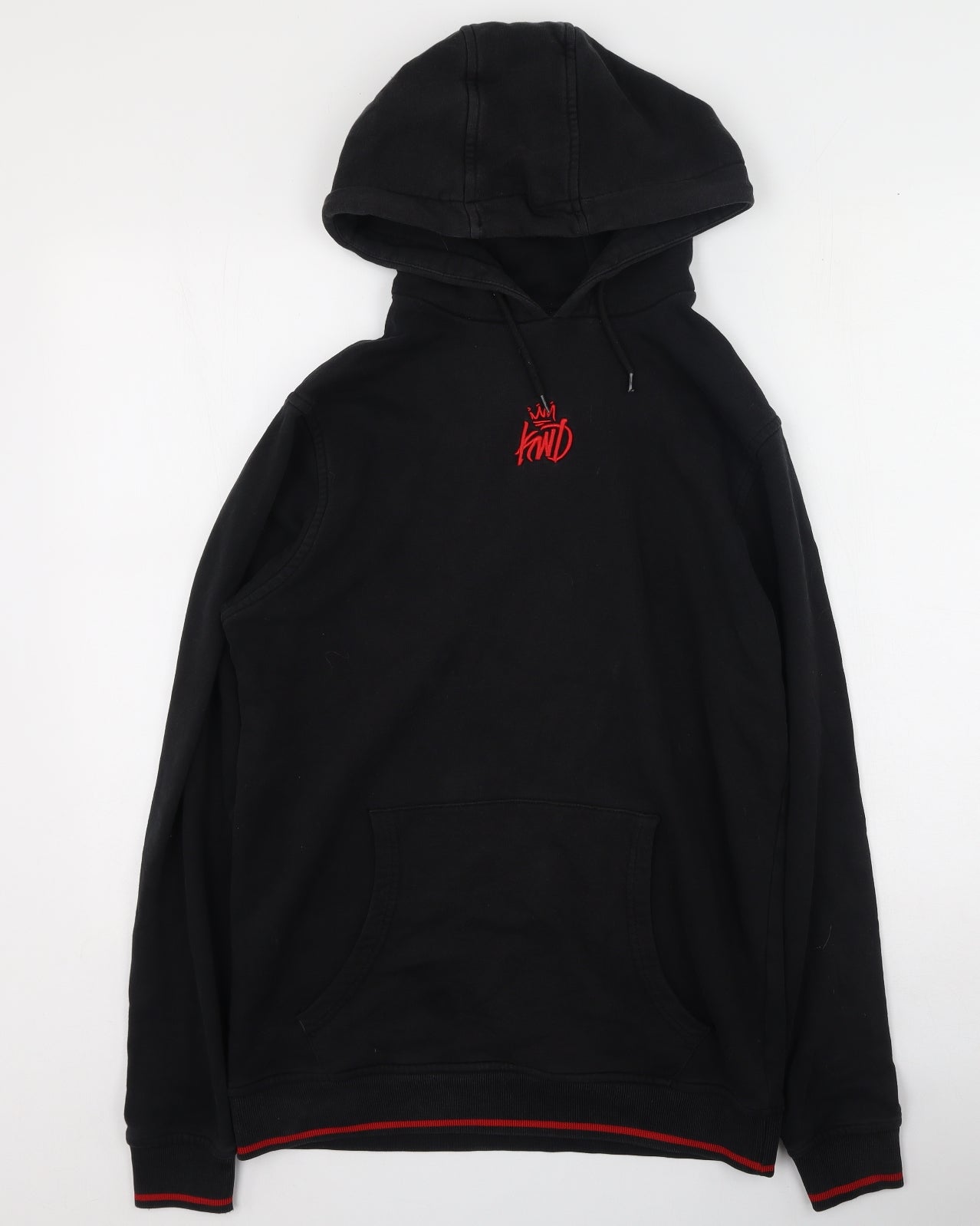 KWD Mens Black  Cotton Pullover Hoodie Size M