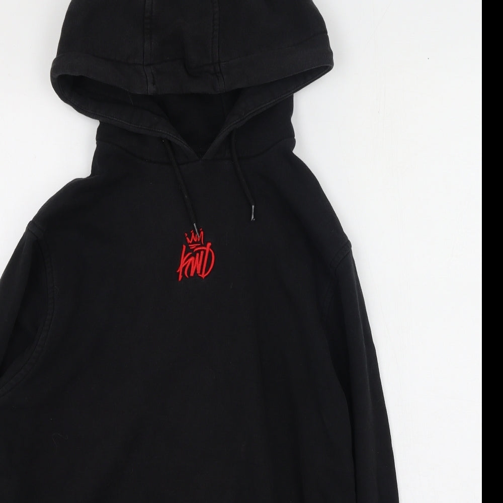 KWD Mens Black  Cotton Pullover Hoodie Size M