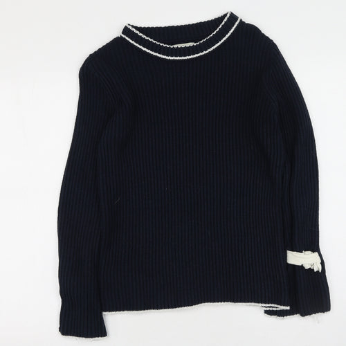 Papaya Womens Blue Round Neck  Acrylic Pullover Jumper Size S