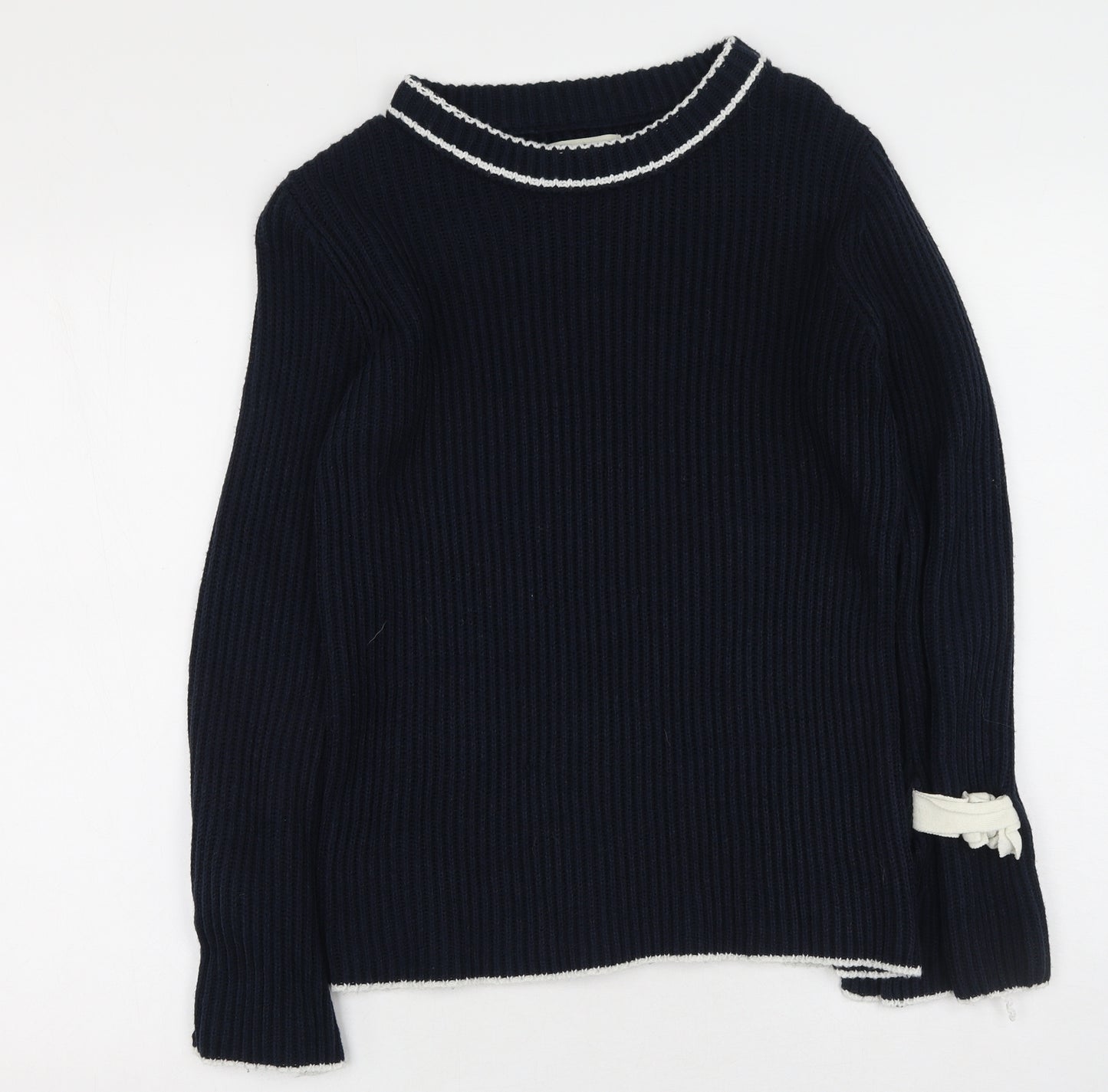 Papaya Womens Blue Round Neck  Acrylic Pullover Jumper Size S