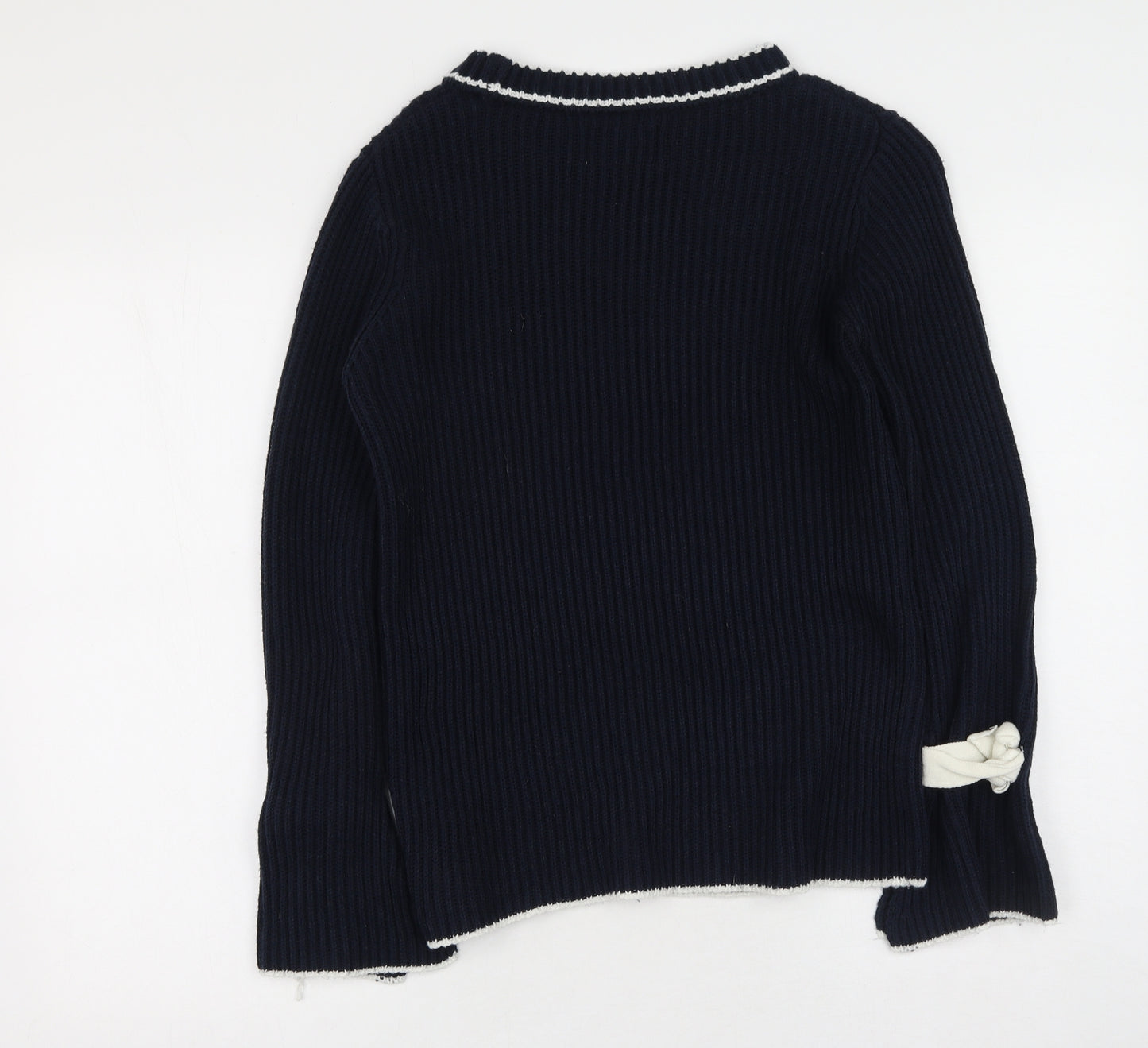 Papaya Womens Blue Round Neck  Acrylic Pullover Jumper Size S