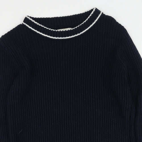 Papaya Womens Blue Round Neck  Acrylic Pullover Jumper Size S
