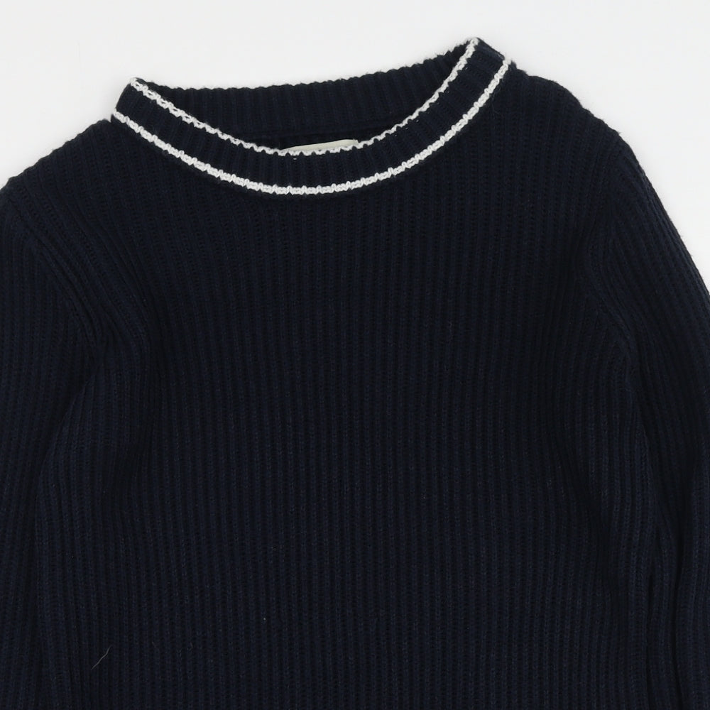 Papaya Womens Blue Round Neck  Acrylic Pullover Jumper Size S