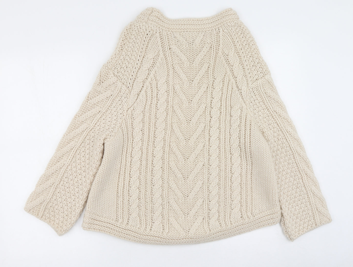 Monsoon Womens Beige Round Neck  Acrylic Pullover Jumper Size M