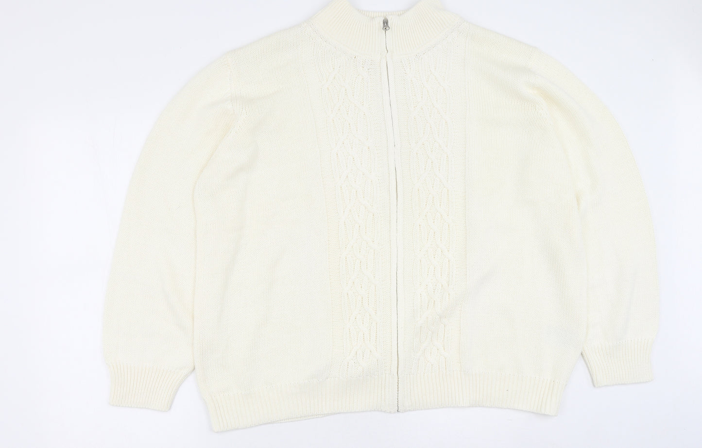 Damart Womens Beige High Neck  Acrylic Full Zip Jumper Size 26