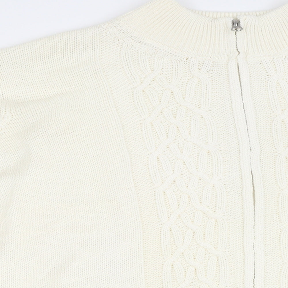 Damart Womens Beige High Neck  Acrylic Full Zip Jumper Size 26