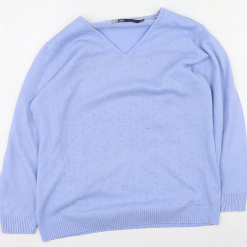 Hle Womens Purple Round Neck  Acrylic Pullover Jumper Size 14