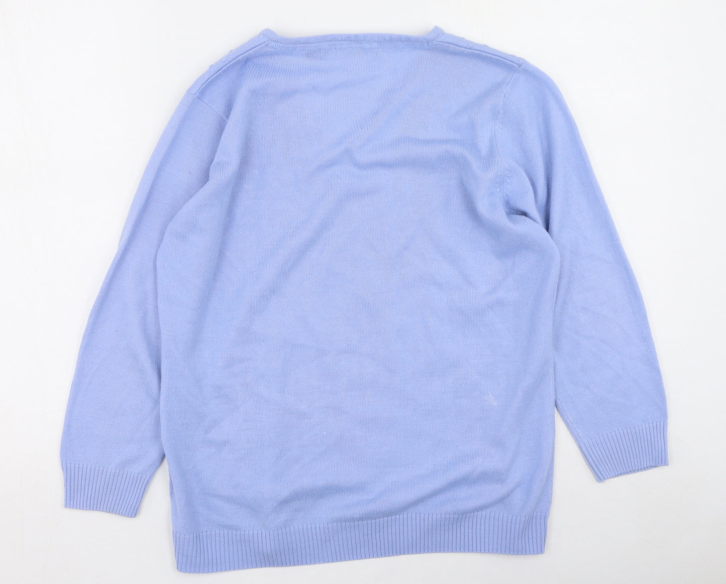 Hle Womens Purple Round Neck  Acrylic Pullover Jumper Size 14