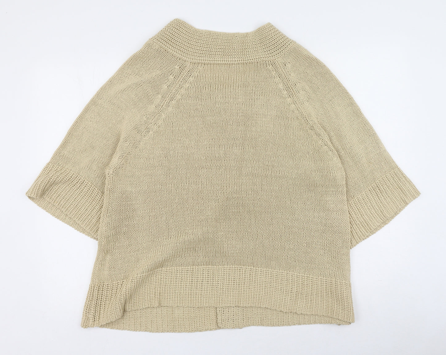BM Womens Brown Round Neck  Acrylic Cardigan Jumper Size XL