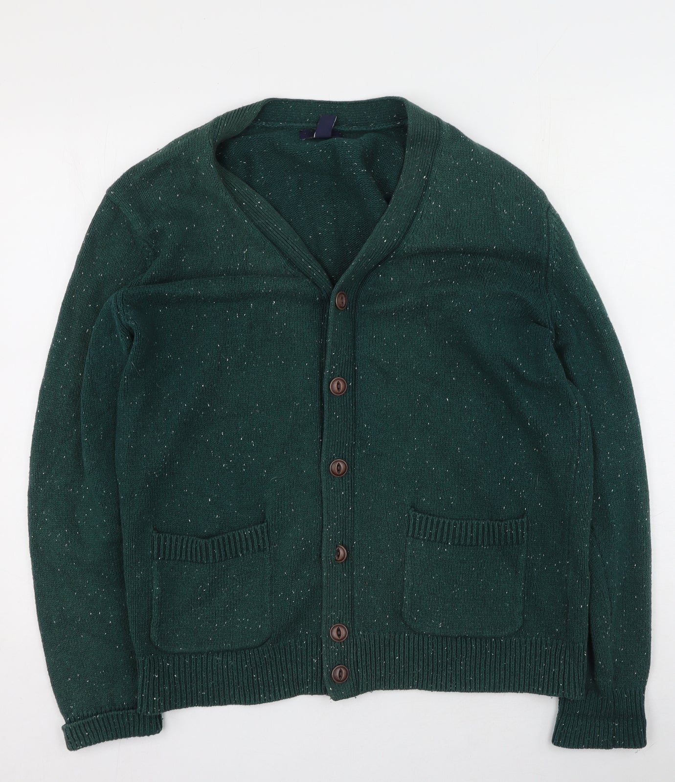 Gap Mens Green V-Neck  Cotton Cardigan Jumper Size L