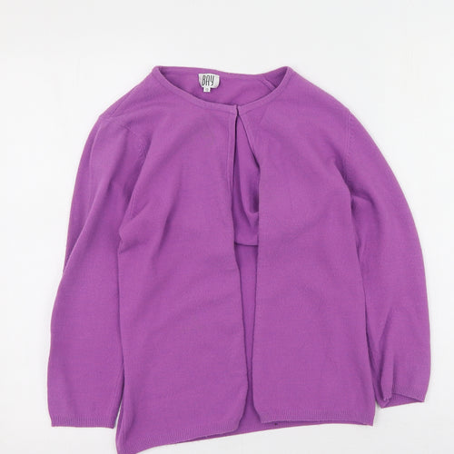 BAY Womens Purple V-Neck  Acrylic Cardigan Jumper Size 10