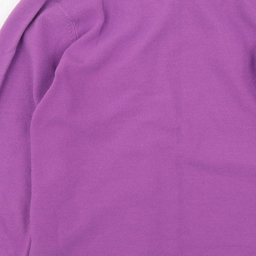 BAY Womens Purple V-Neck  Acrylic Cardigan Jumper Size 10
