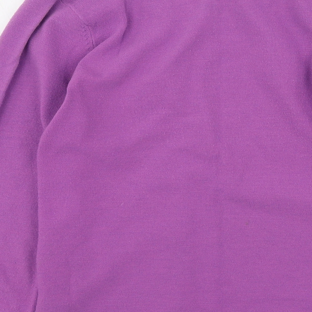BAY Womens Purple V-Neck  Acrylic Cardigan Jumper Size 10