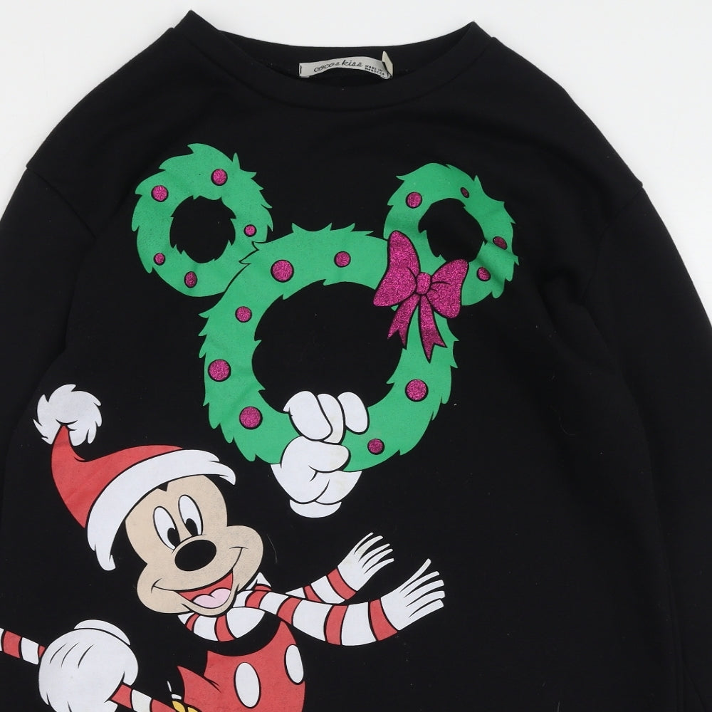 Coco & Kiss Womens Black  Cotton Pullover Sweatshirt Size L   - Mickey Mouse
