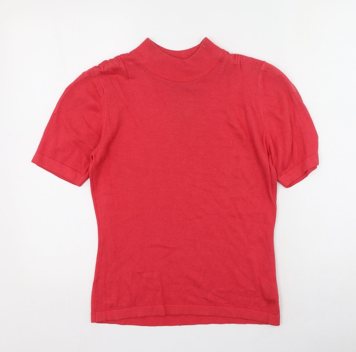 Country Casuals Womens Pink  Cotton Basic T-Shirt Size S High Neck