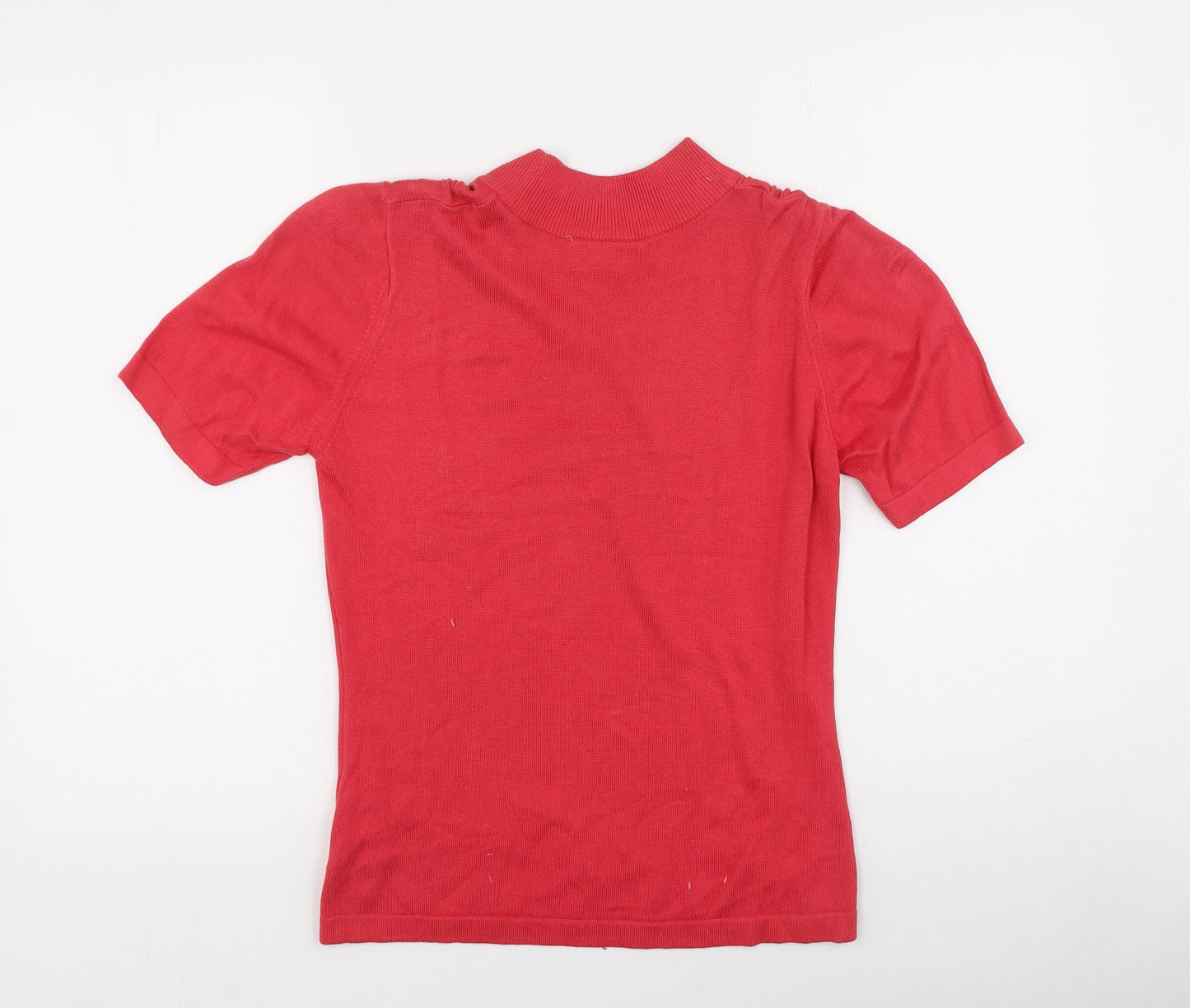 Country Casuals Womens Pink  Cotton Basic T-Shirt Size S High Neck