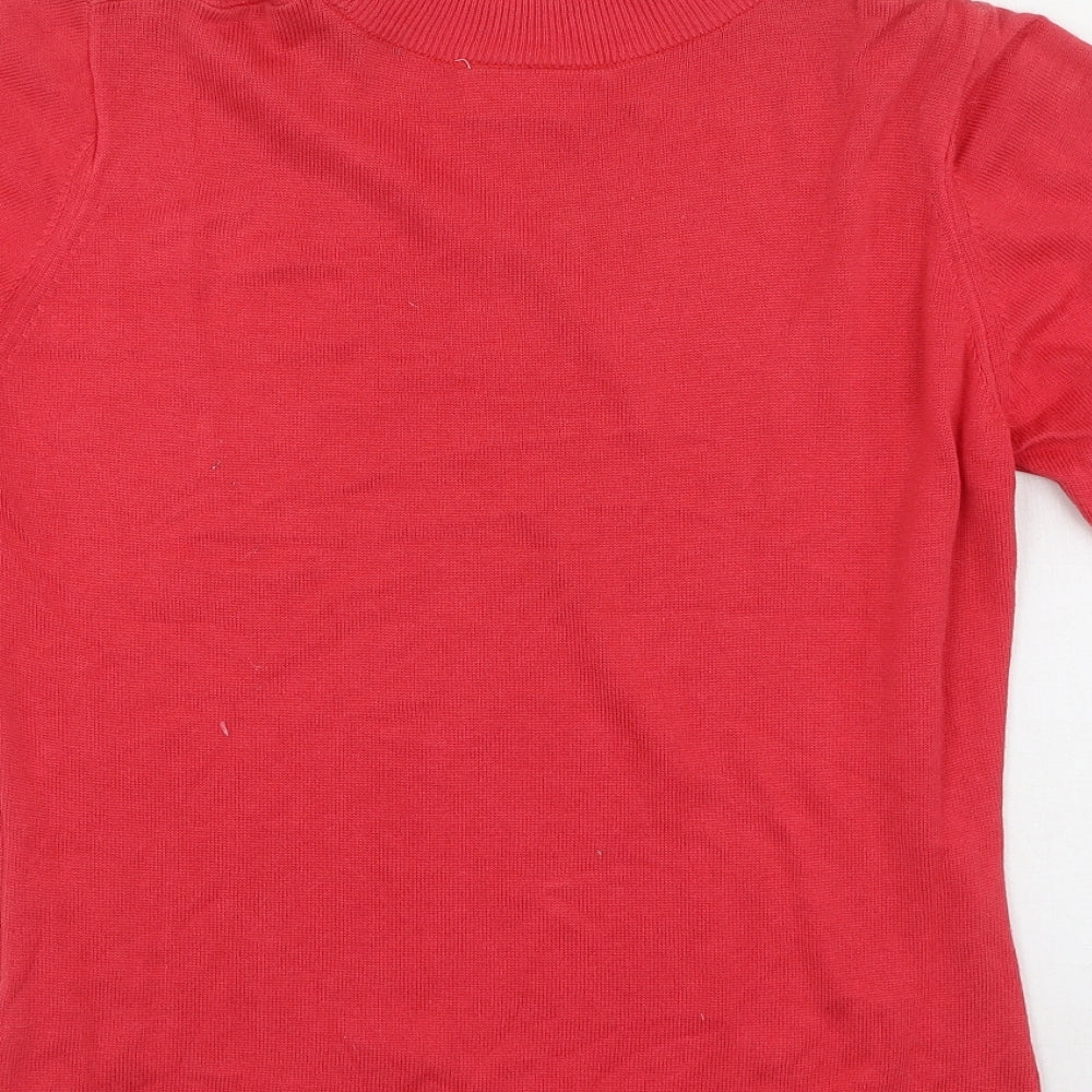 Country Casuals Womens Pink  Cotton Basic T-Shirt Size S High Neck
