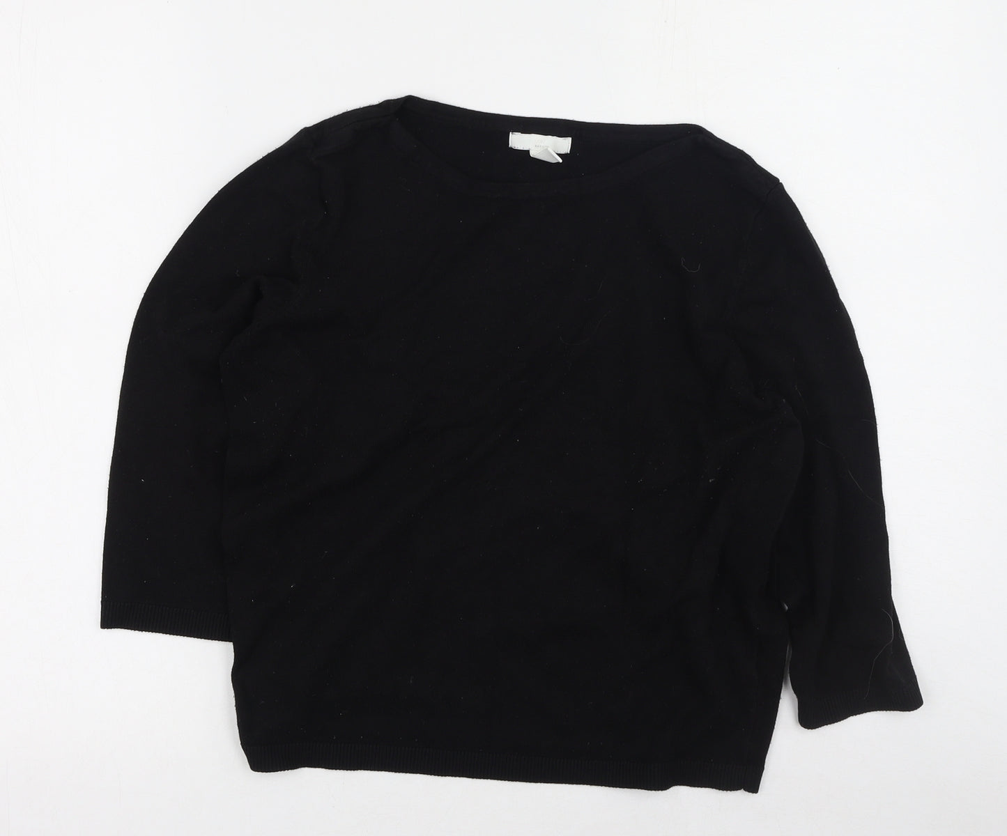 H&M Womens Black Round Neck  Viscose Pullover Jumper Size M