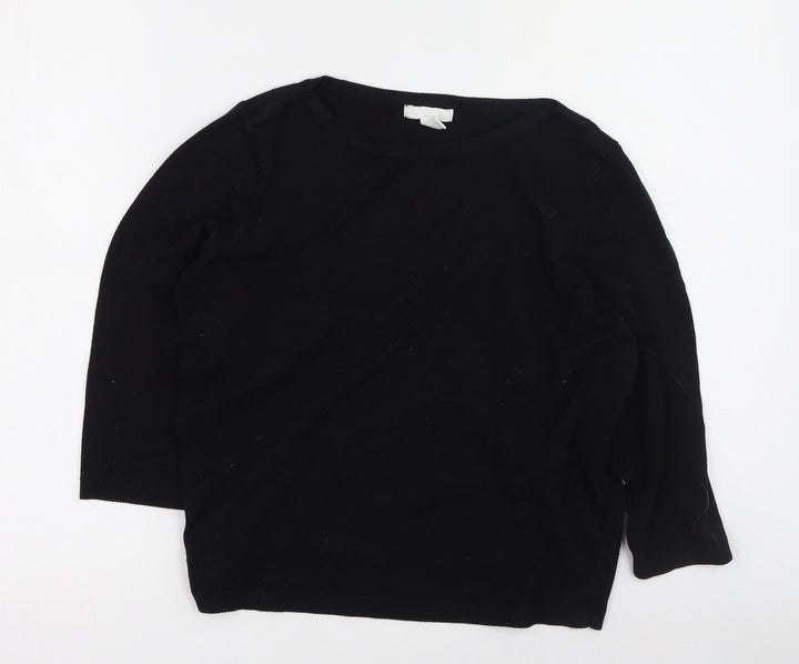 H&M Womens Black Round Neck  Viscose Pullover Jumper Size M