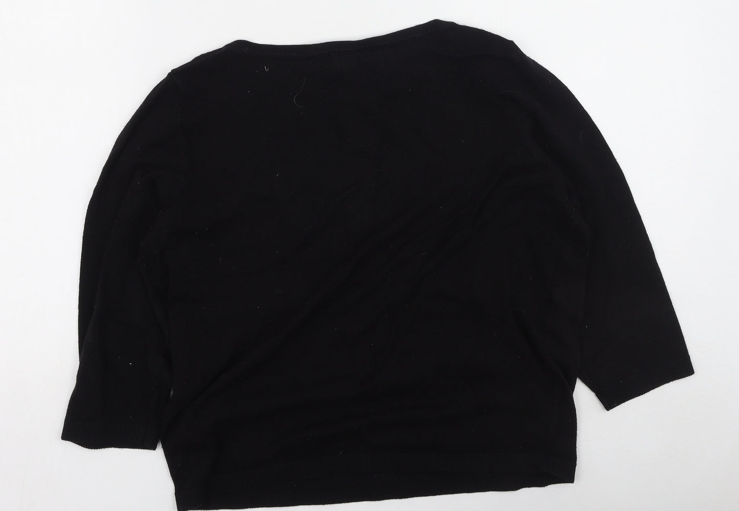 H&M Womens Black Round Neck  Viscose Pullover Jumper Size M