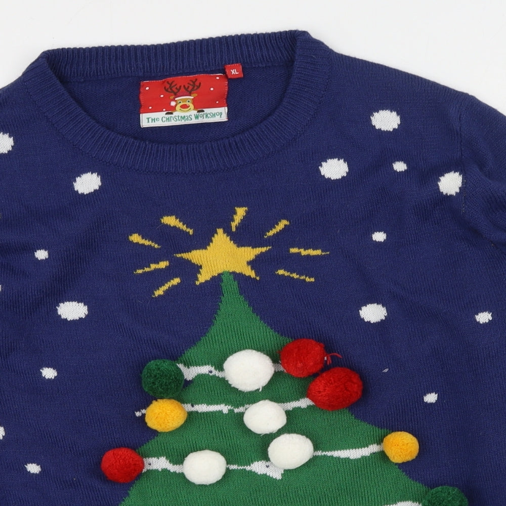 Christmas Workshop Mens Blue Round Neck  Polyester Pullover Jumper Size XL   - Christmas Jumper