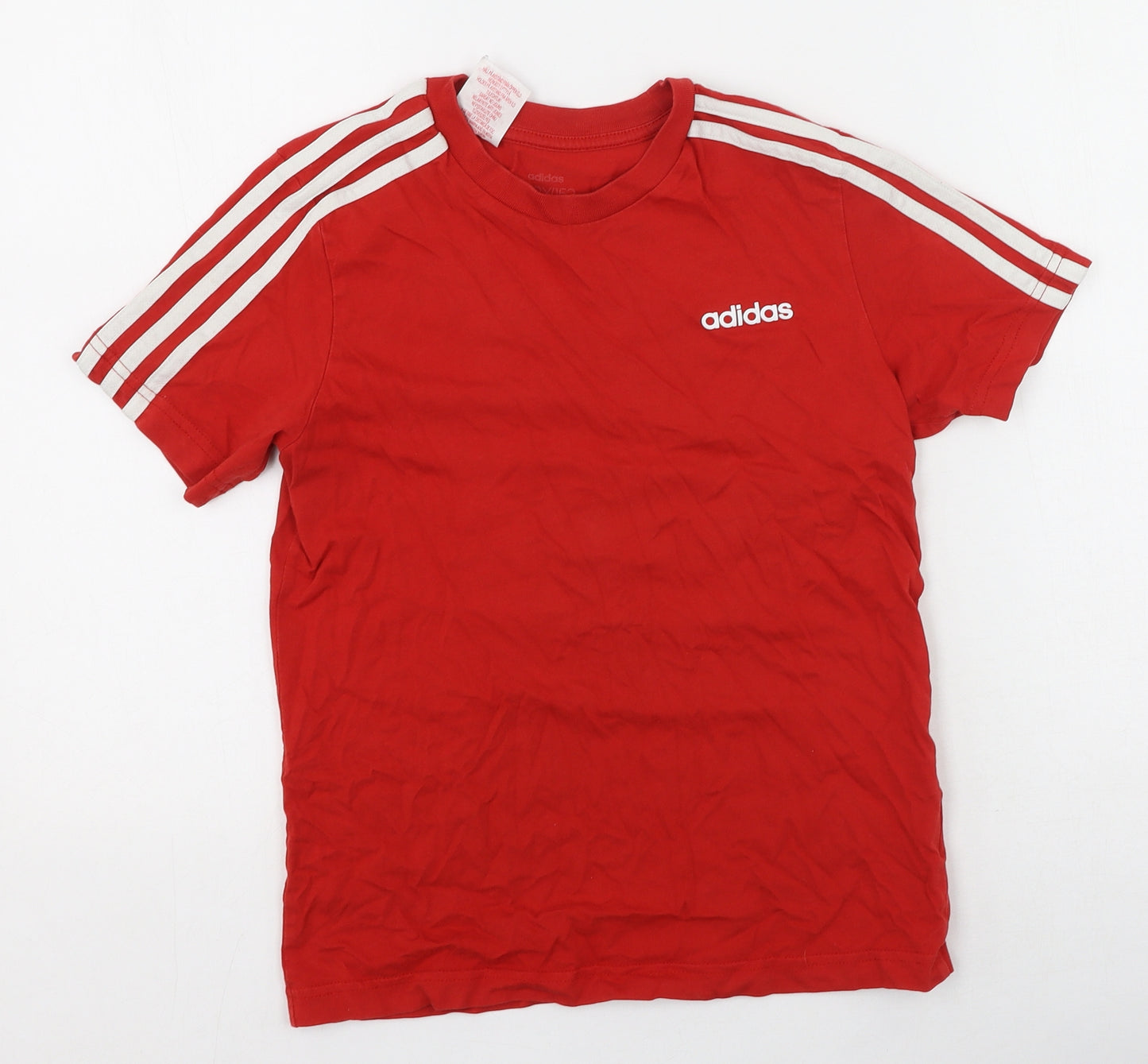 adidas Boys Red  100% Cotton Basic Casual Size 11-12 Years Round Neck