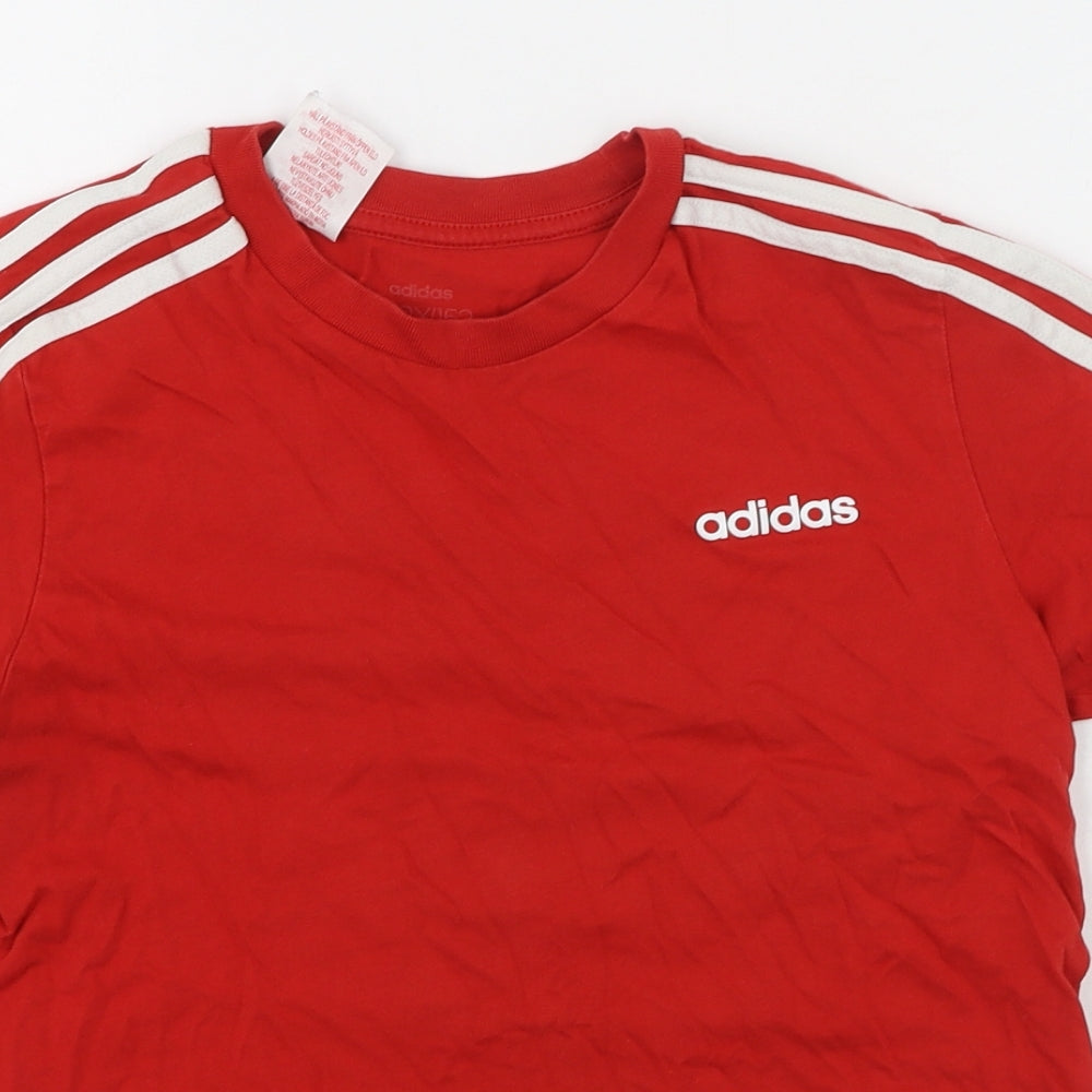 adidas Boys Red  100% Cotton Basic Casual Size 11-12 Years Round Neck
