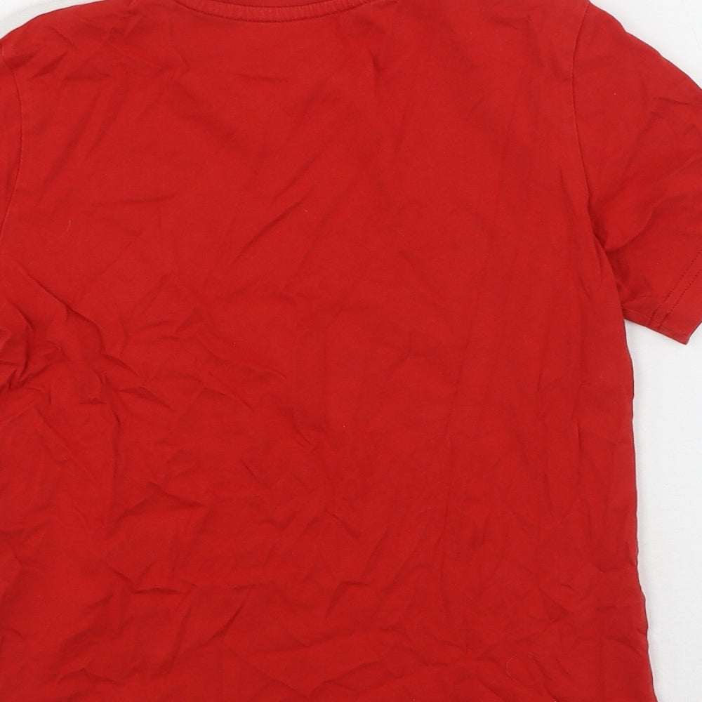 adidas Boys Red  100% Cotton Basic Casual Size 11-12 Years Round Neck