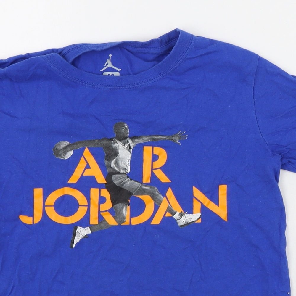 Air Jordan  Boys Blue  Cotton Basic Casual Size 10-11 Years Round Neck