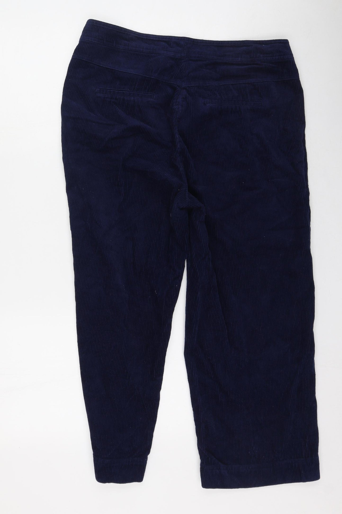 NEXT Womens Blue  Cotton Cropped Trousers Size 14 L25 in Regular