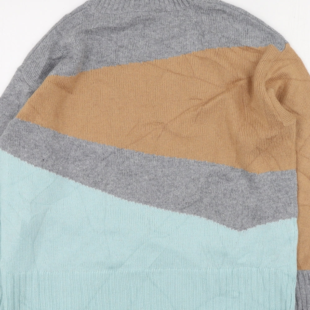 Peruna Womens Multicoloured High Neck Striped Cotton Pullover Jumper Size 10
