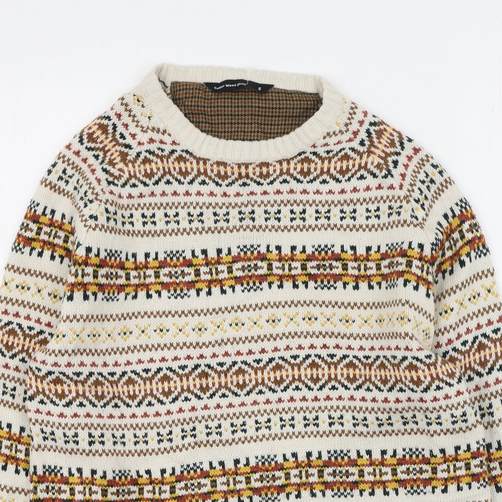 Cedar Wood State Womens Multicoloured Round Neck Geometric Acrylic Pullover Jumper Size M