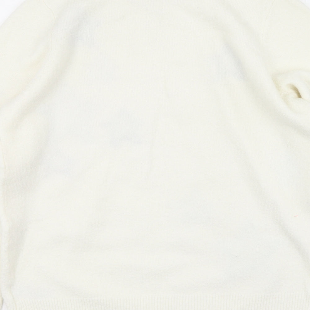 F&F Womens White Round Neck  Acrylic Pullover Jumper Size 10   - stars