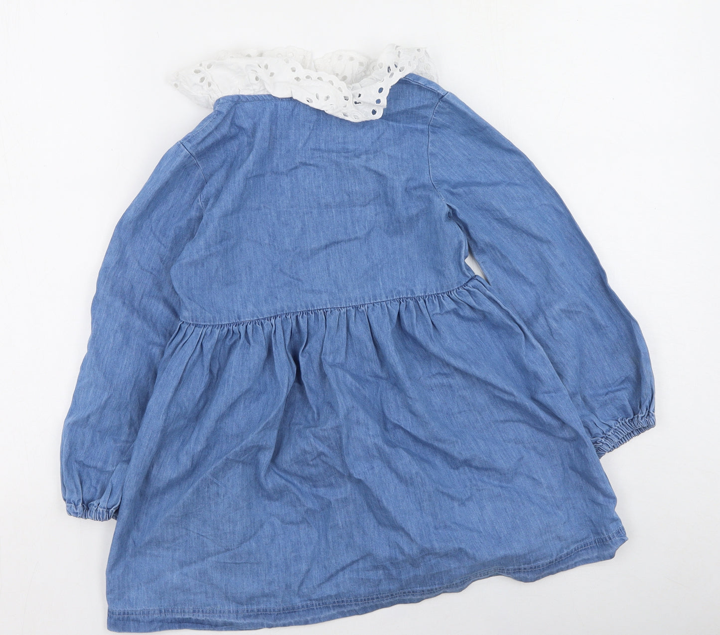 Dunnes Stores Girls Blue  Cotton Fit & Flare  Size 6-7 Years  Collared