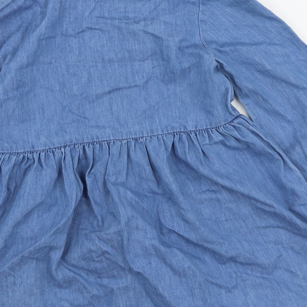 Dunnes Stores Girls Blue  Cotton Fit & Flare  Size 6-7 Years  Collared