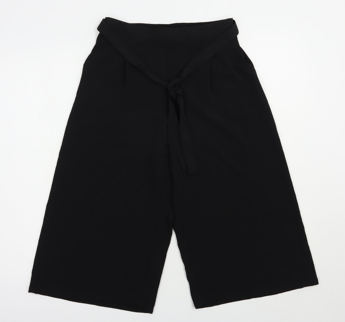 Primark Womens Black  Polyester Culotte Shorts Size 10 L17 in Regular Tie