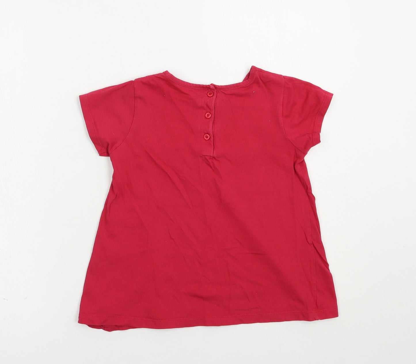 Matalan Girls Red  Cotton Pullover T-Shirt Size 5-6 Years Crew Neck Pullover