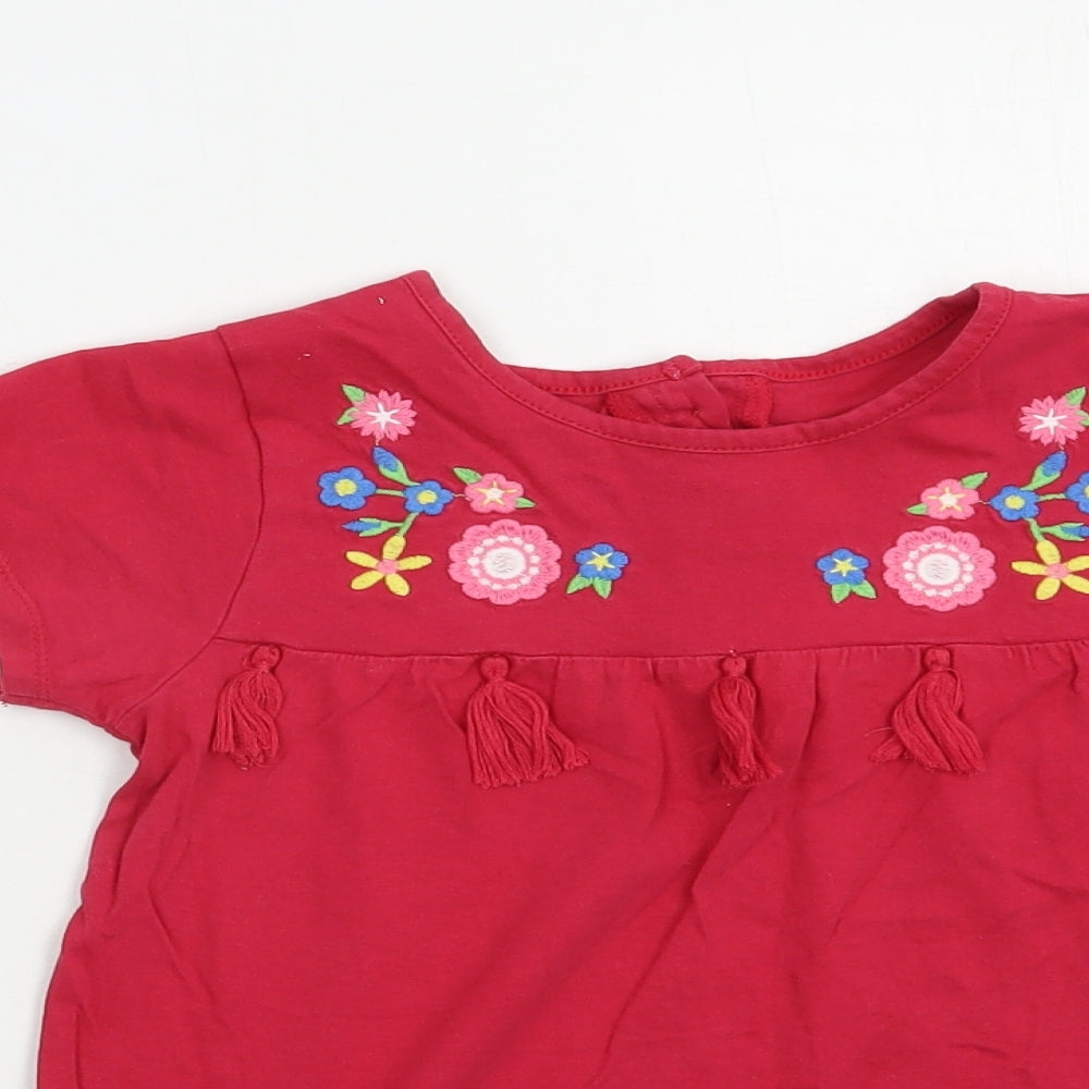 Matalan Girls Red  Cotton Pullover T-Shirt Size 5-6 Years Crew Neck Pullover