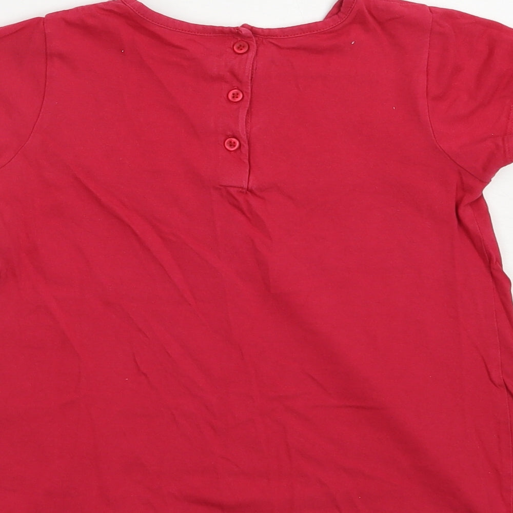 Matalan Girls Red  Cotton Pullover T-Shirt Size 5-6 Years Crew Neck Pullover