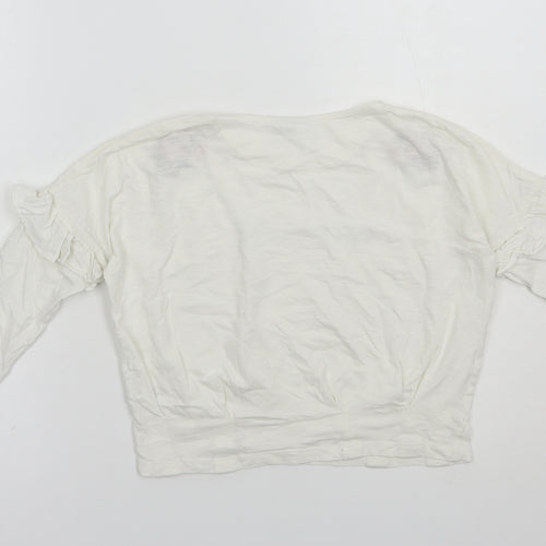 Matalan Girls White  Cotton Pullover T-Shirt Size 7 Years Crew Neck Pullover