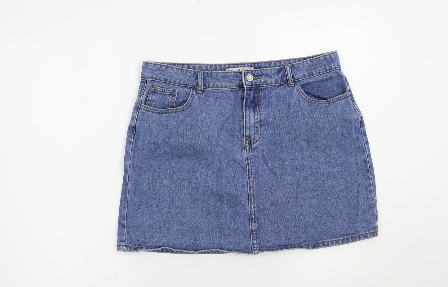 Denim Co. Womens Blue  Cotton Mini Skirt Size 16   Button