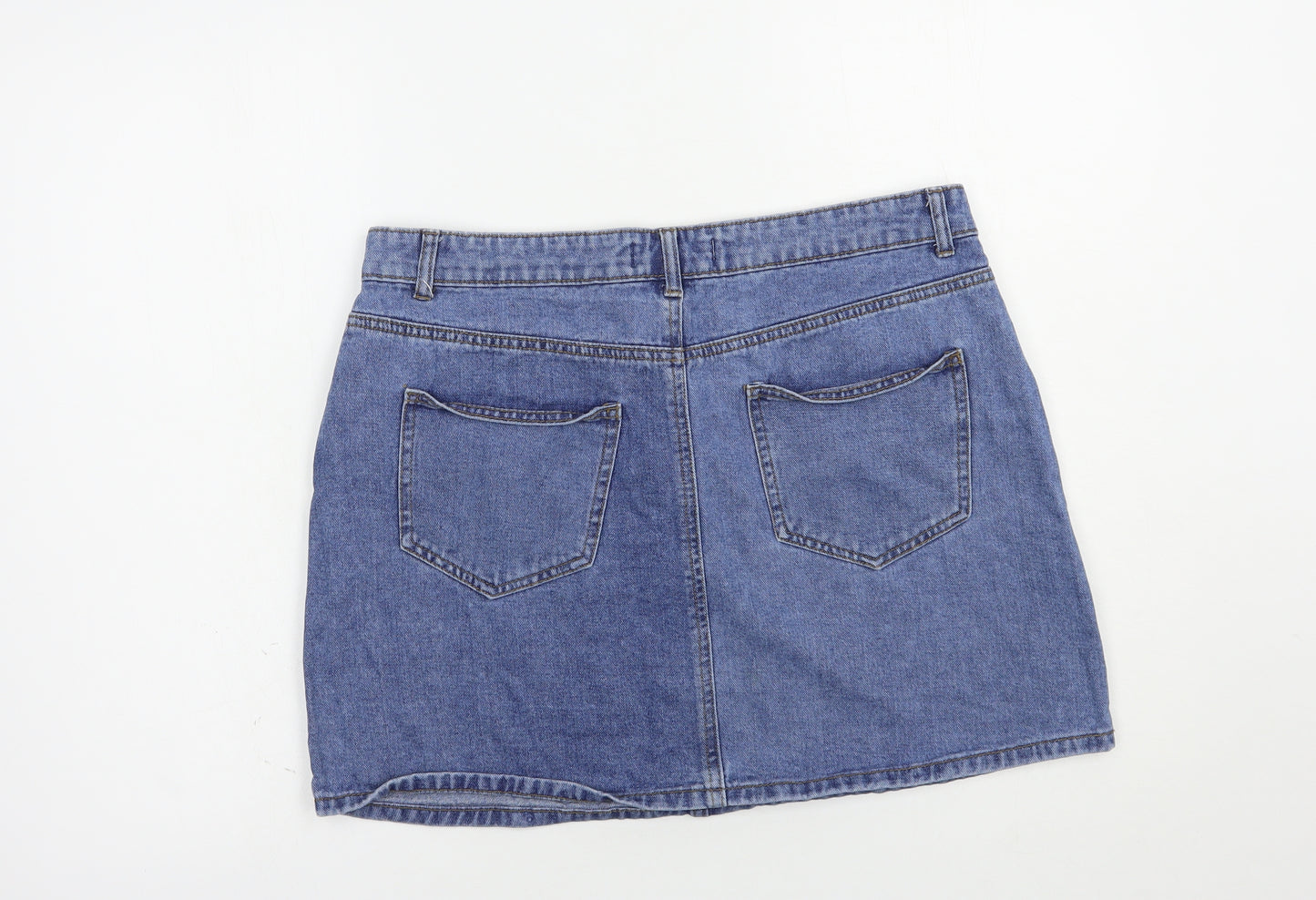 Denim Co. Womens Blue  Cotton Mini Skirt Size 16   Button