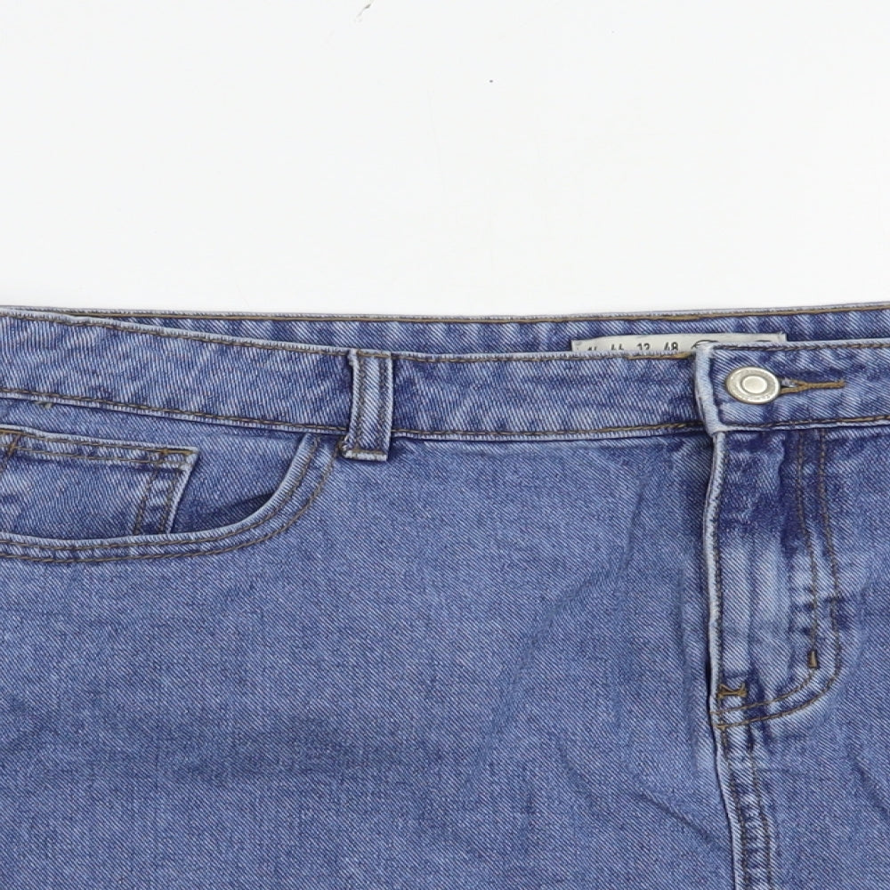 Denim Co. Womens Blue  Cotton Mini Skirt Size 16   Button