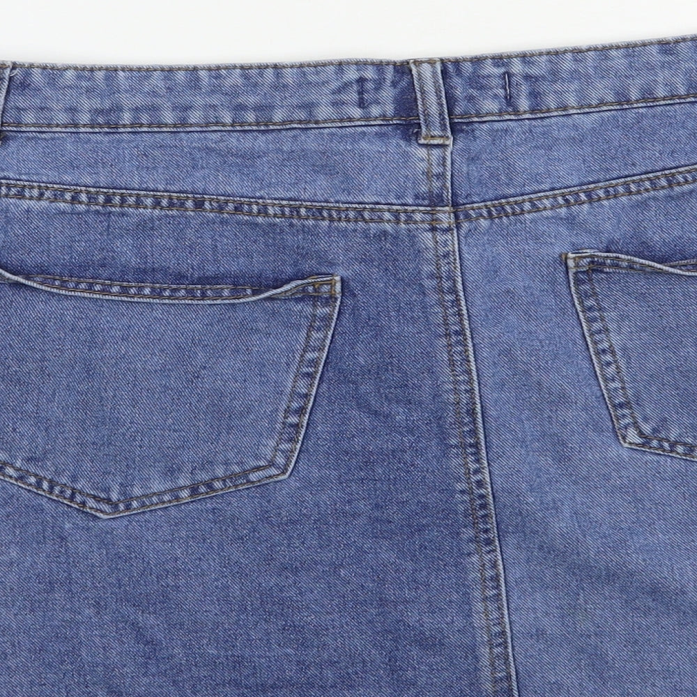 Denim Co. Womens Blue  Cotton Mini Skirt Size 16   Button