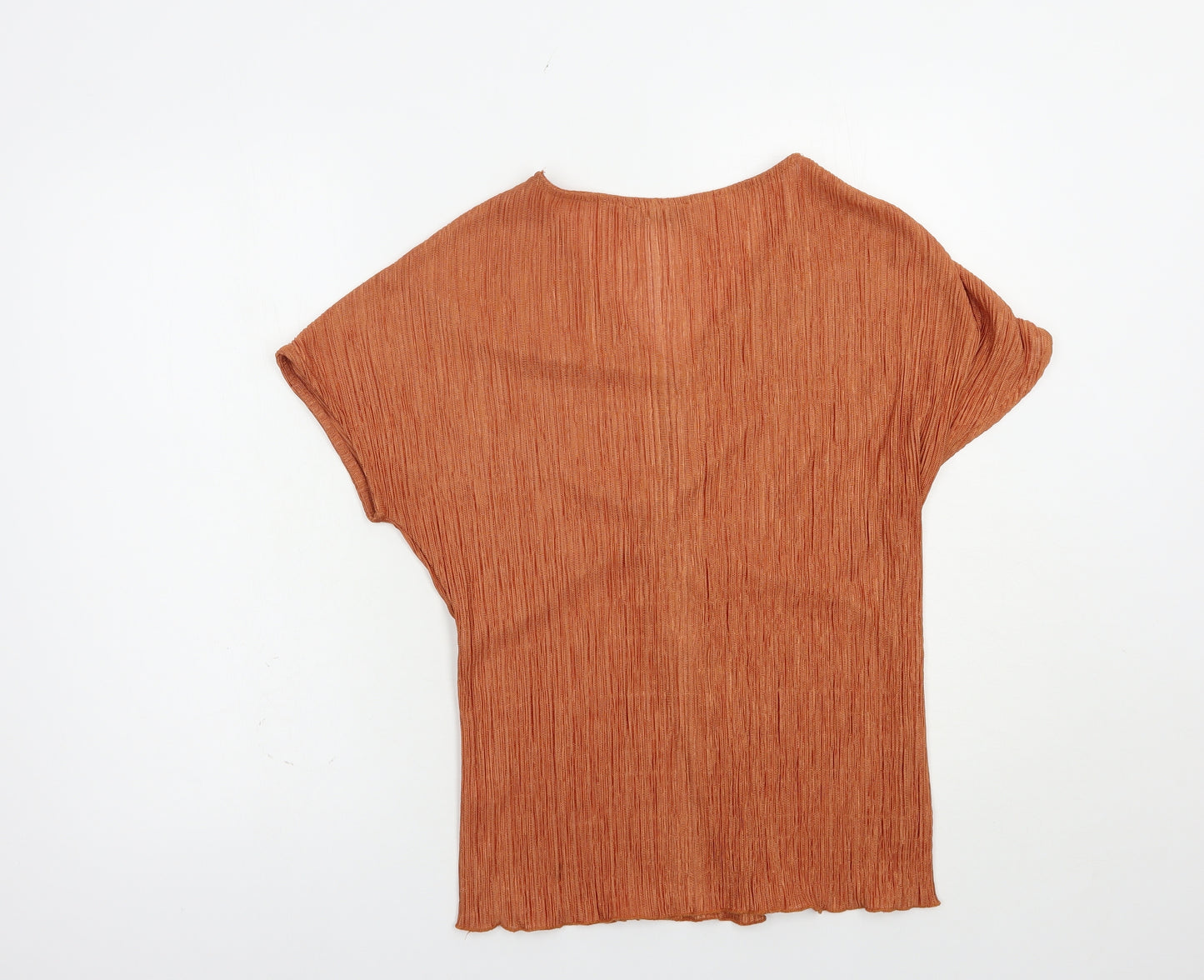 Gallery Womens Orange  Polyester Basic Blouse Size XS V-Neck