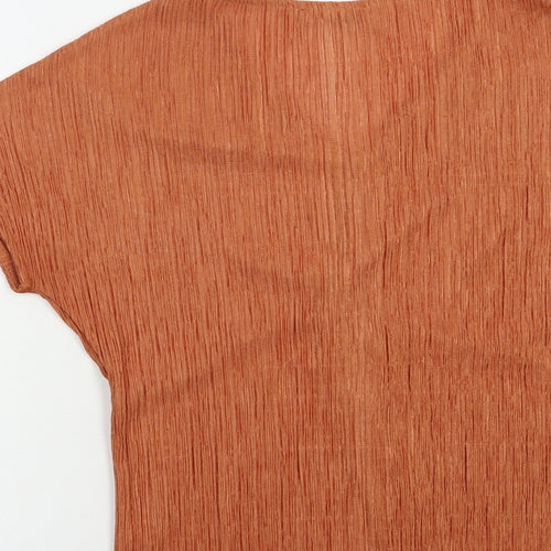 Gallery Womens Orange  Polyester Basic Blouse Size XS V-Neck