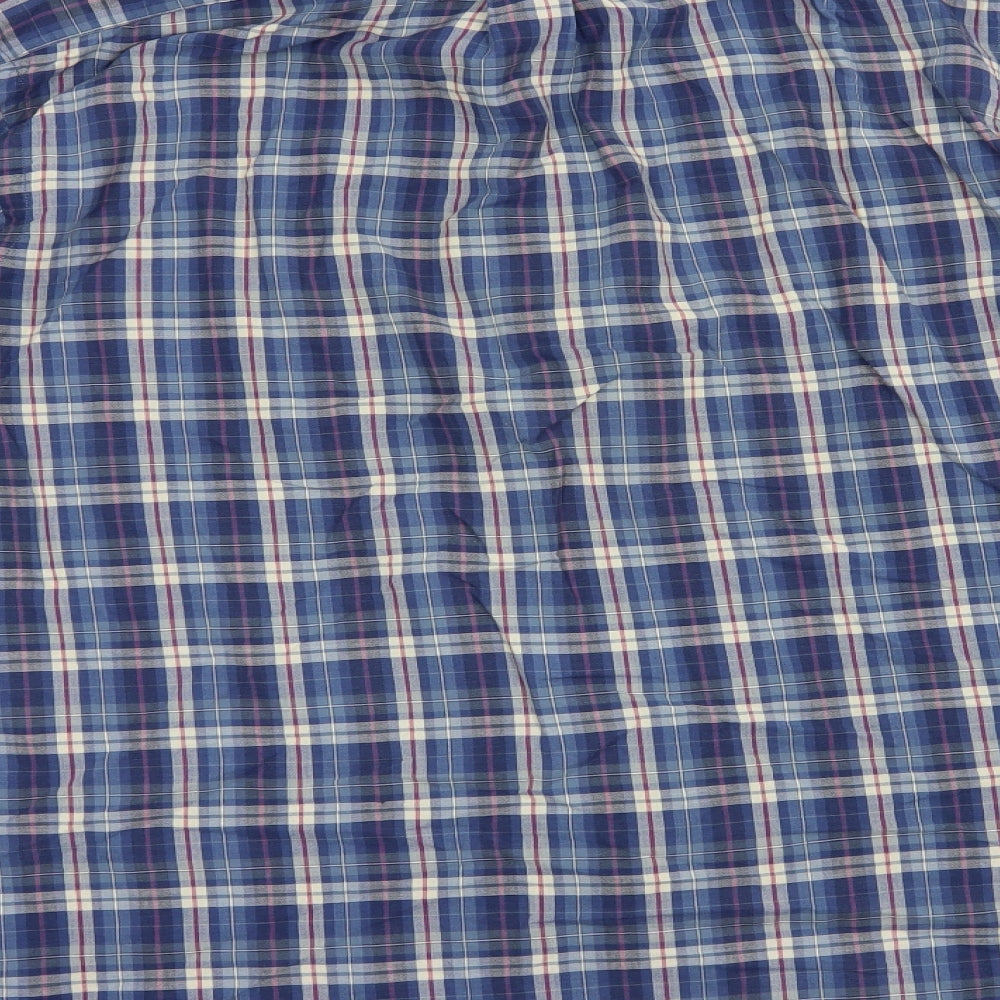 Polo Ralph Lauren Mens Blue Plaid Cotton  Button-Up Size L Collared Button
